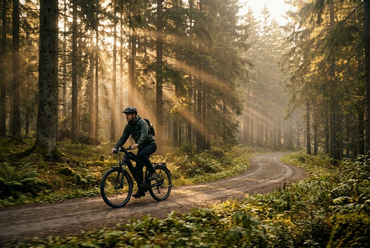 Vélo électrique en forêt